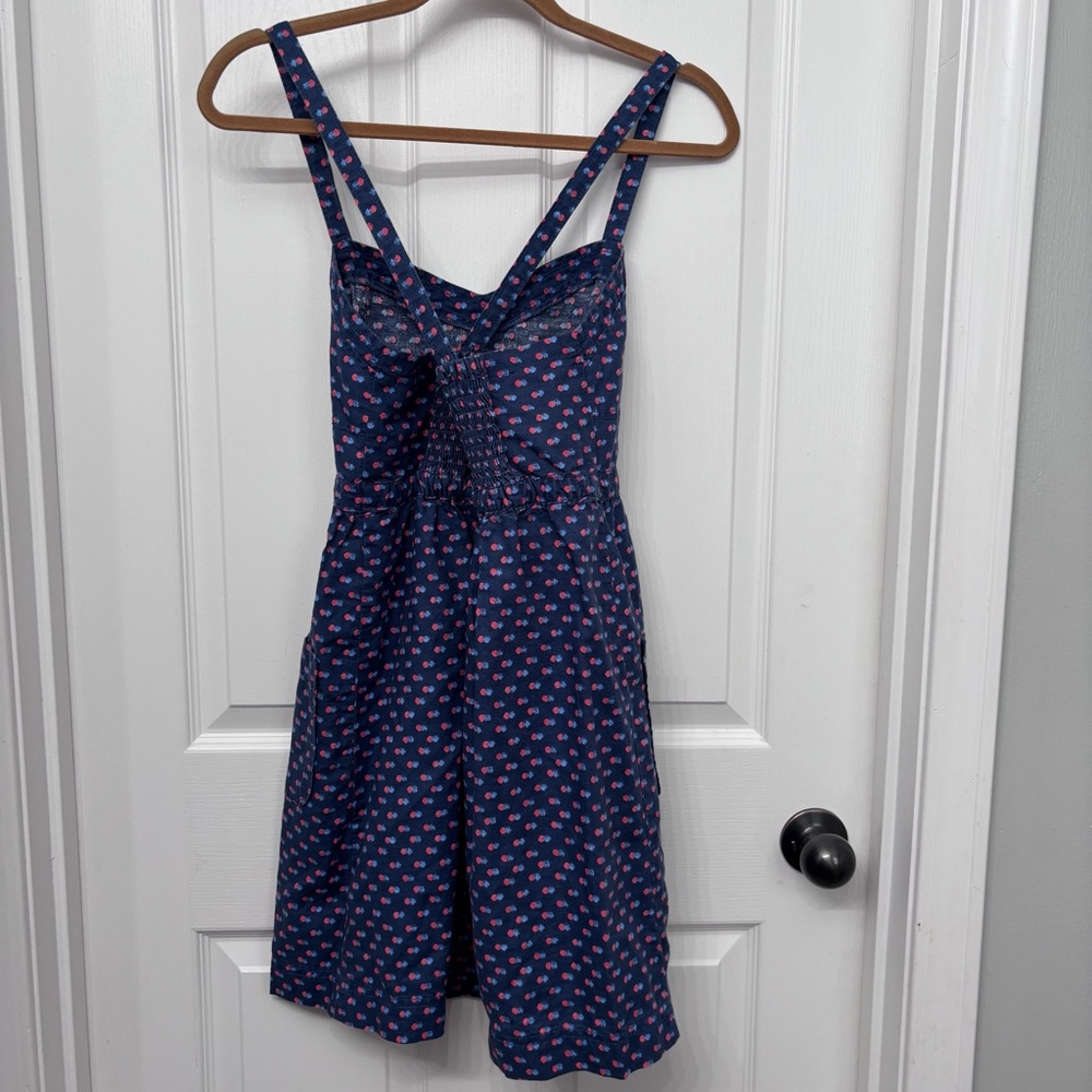 Navy Linen Blend Dot Sundress | Aerie Size M - Picture 9 of 12